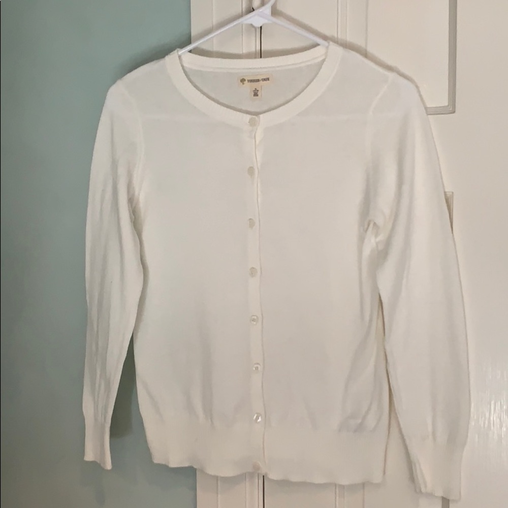 Girls soft white cardigan sweater